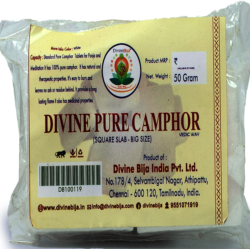Divine Bija Pure Camphor Square Slab - Big Size Divine Bija (Vedic Way) | A story of motivation, passion and unconditional commitment