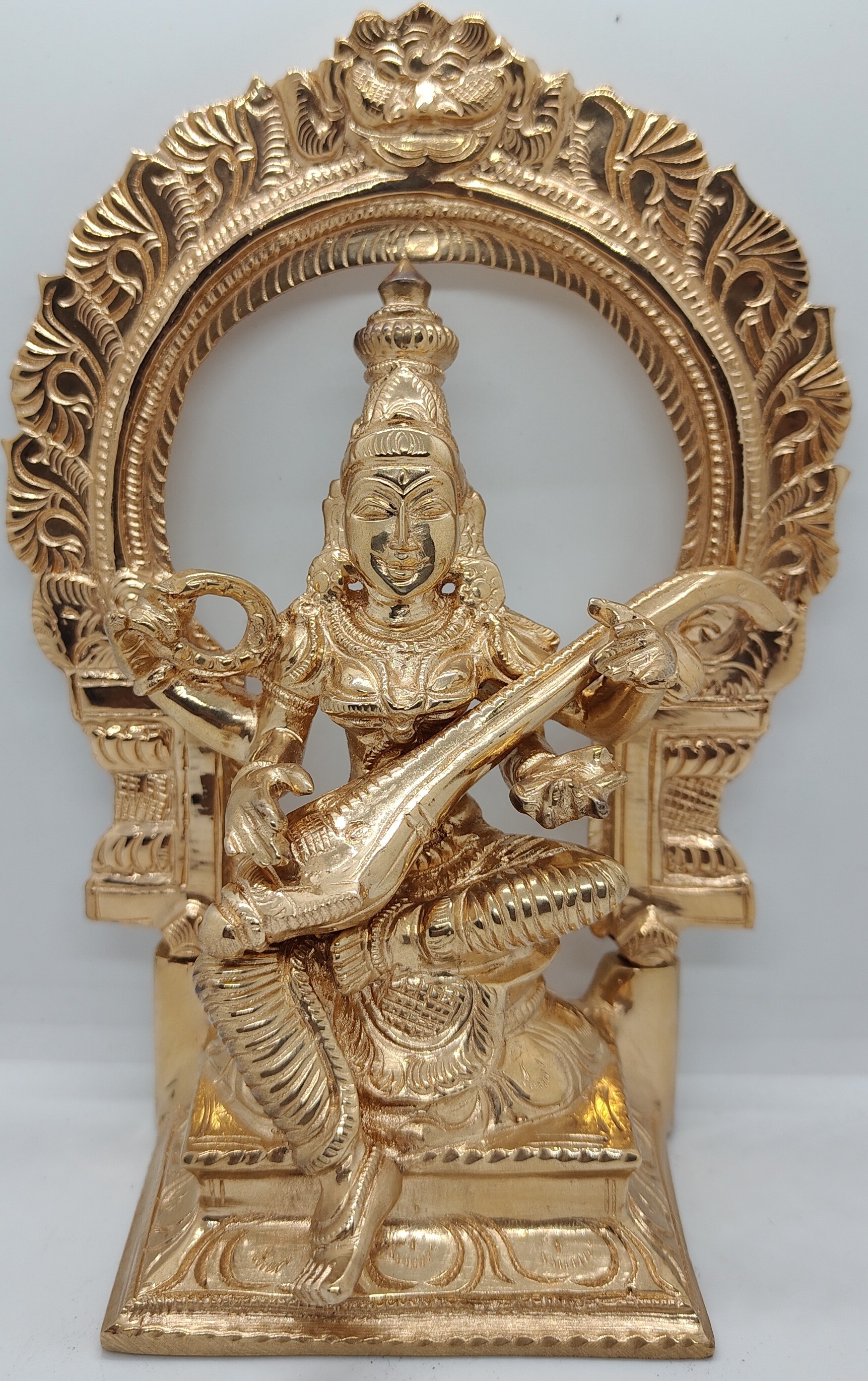 Divine Bija Saraswati Devi With Arch 7 inches Panchalogam Divine Bija (Vedic Way) | A story of motivation, passion and unconditional commitment