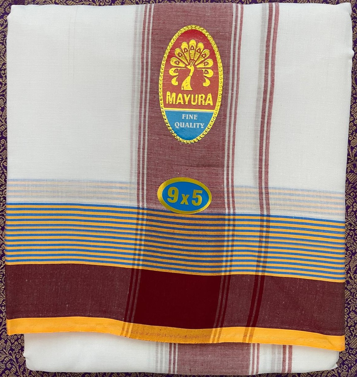 Divine Bija White Cotton Dhoti Maroon Border 9 X 5 Divine Bija (Vedic Way) | A story of motivation, passion and unconditional commitment